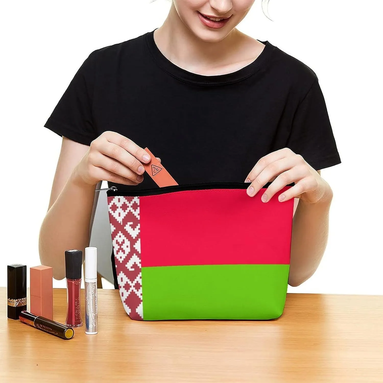 Belarus Flag Portable Makeup Pouch for Purse Waterproof Cosmetic Bag Travel Organizer for Girls