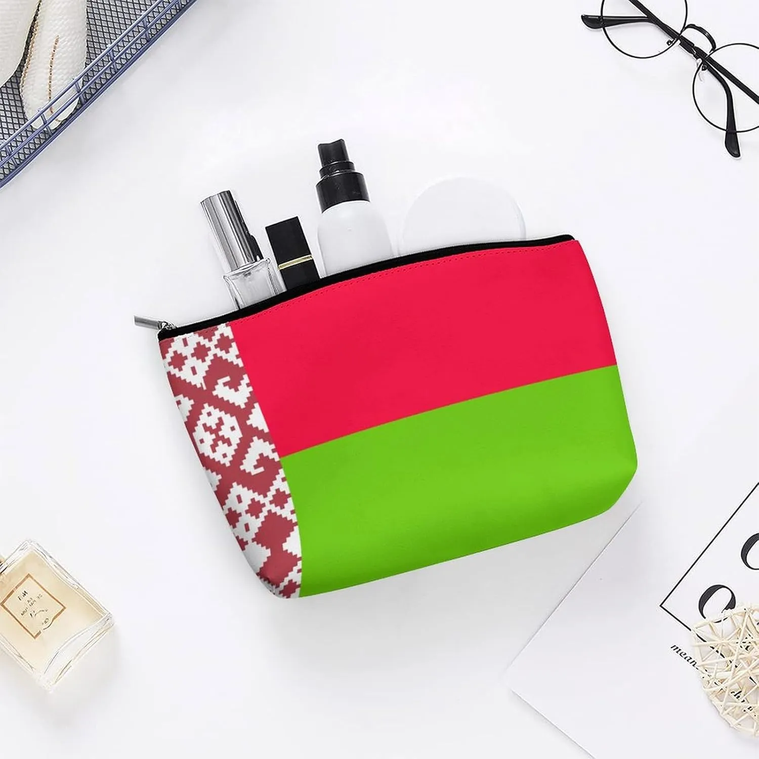 Belarus Flag Portable Makeup Pouch for Purse Waterproof Cosmetic Bag Travel Organizer for Girls