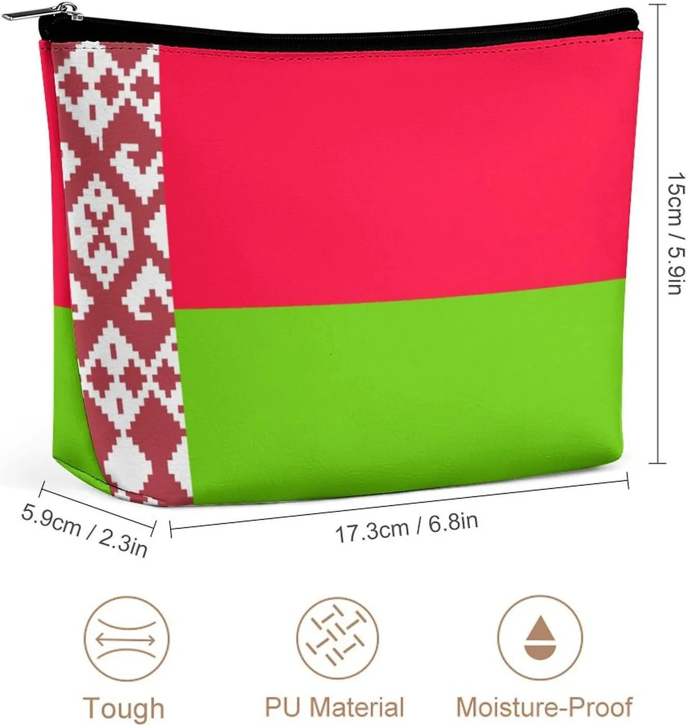 Belarus Flag Portable Makeup Pouch for Purse Waterproof Cosmetic Bag Travel Organizer for Girls