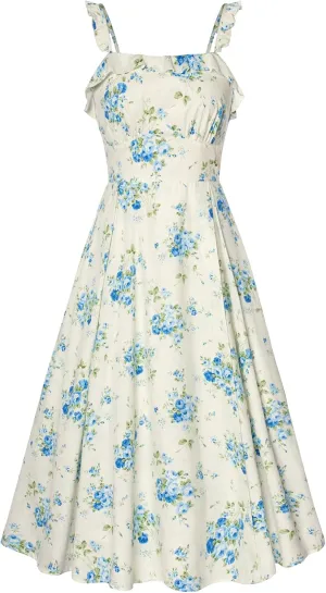 Belle Poque Women's 2025 Summer Sundresses Square Neck A Line Midi Boho Beach Floral Dress