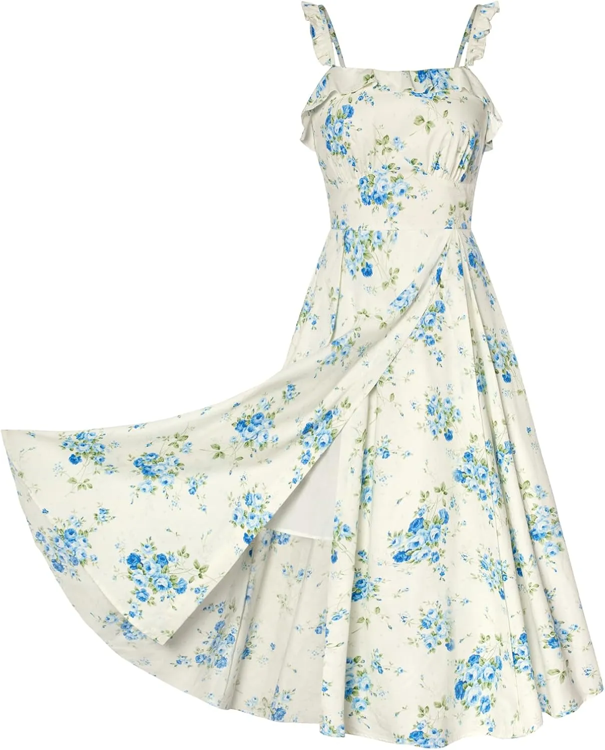 Belle Poque Women's 2025 Summer Sundresses Square Neck A Line Midi Boho Beach Floral Dress