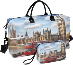 Big Ben London Travel Duffel Bag with Toiletry Bag Weekender Bag for Carry on Sports Gym Bag for Travel Gym Yoga