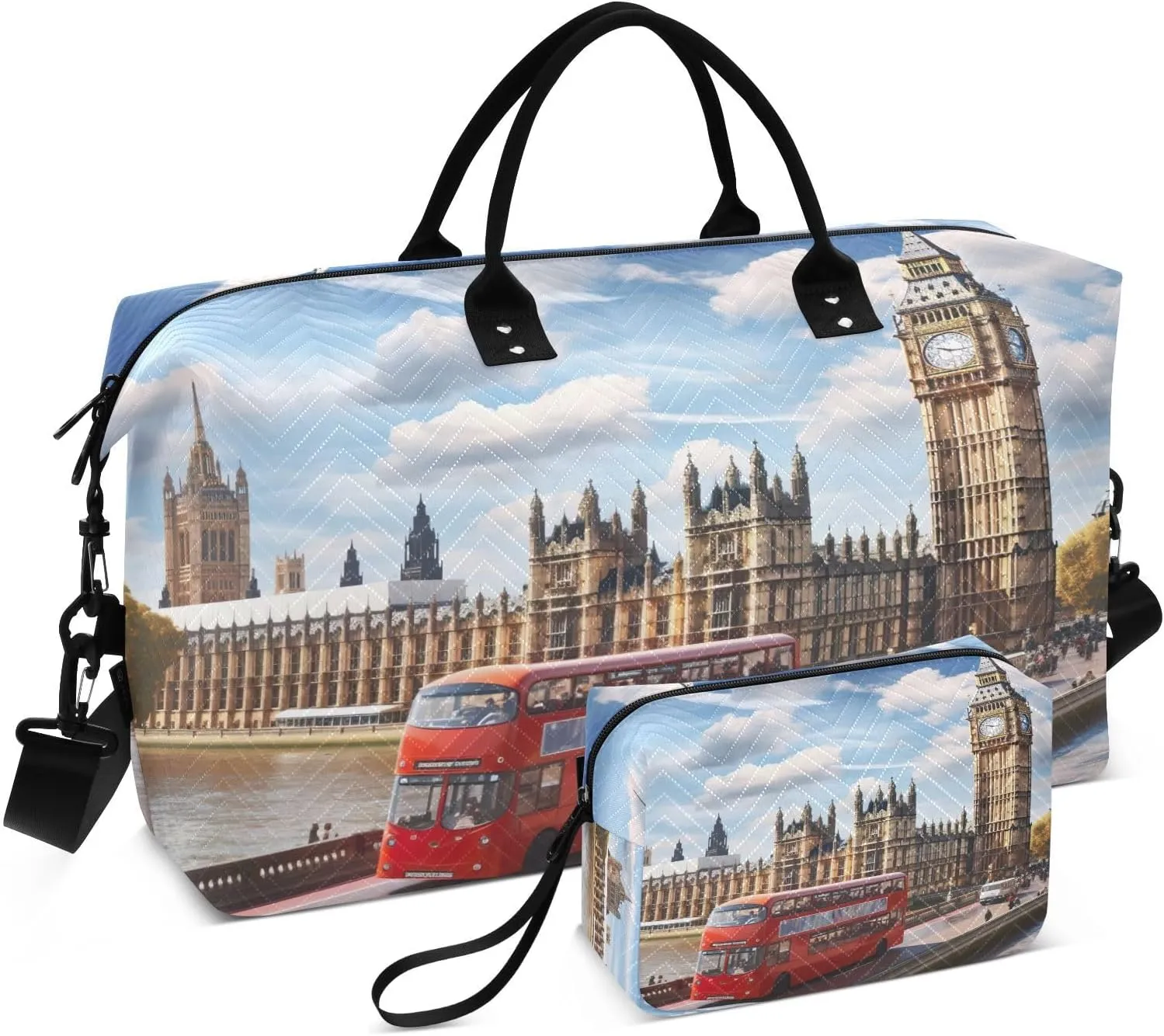 Big Ben London Travel Duffel Bag with Toiletry Bag Weekender Bag for Carry on Sports Gym Bag for Travel Gym Yoga