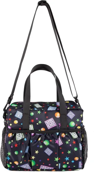 Bingo Bag with Pockets for Bingo Daubers Dabbers Dobbers Black Bingo Bags for Bingo Stuff Supplies Bingo Night Accessories for Adults Seniors Elderly Bingo Game Prizes for Bingo Lovers Players Bag