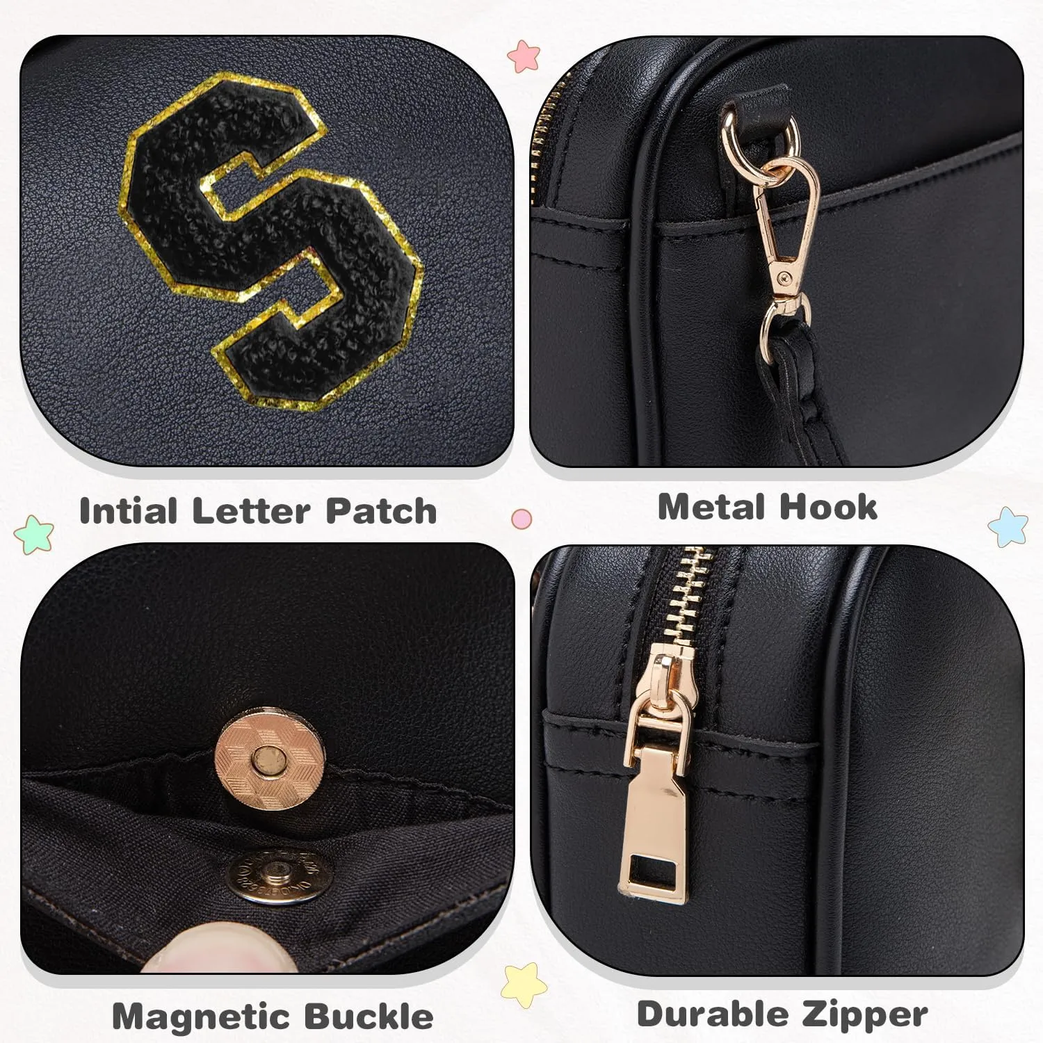 Birthday Gifts for 4 5 6 7 8 9 10 11 12 13 Year Old Girls Initial PU Leather Crossbody Bags for Girls