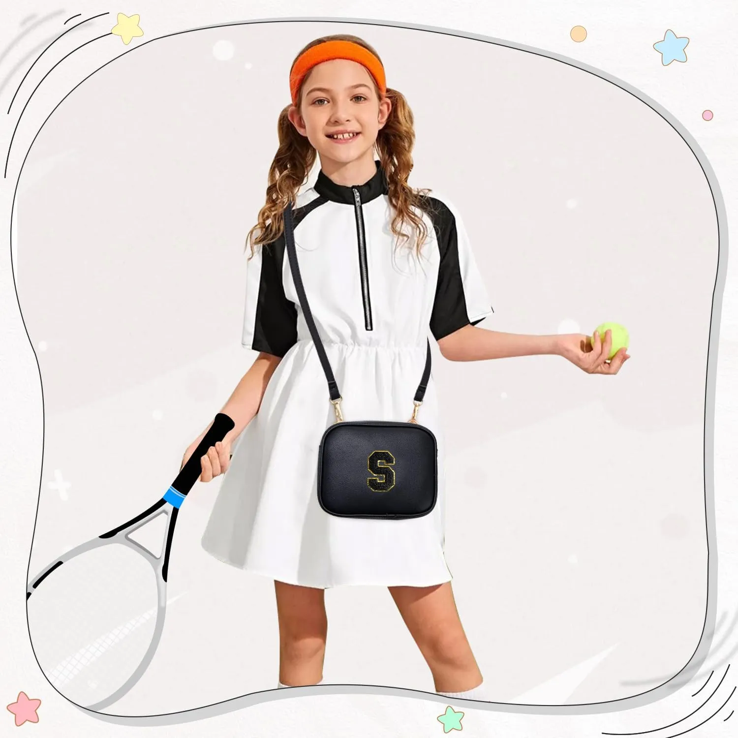 Birthday Gifts for 4 5 6 7 8 9 10 11 12 13 Year Old Girls Initial PU Leather Crossbody Bags for Girls