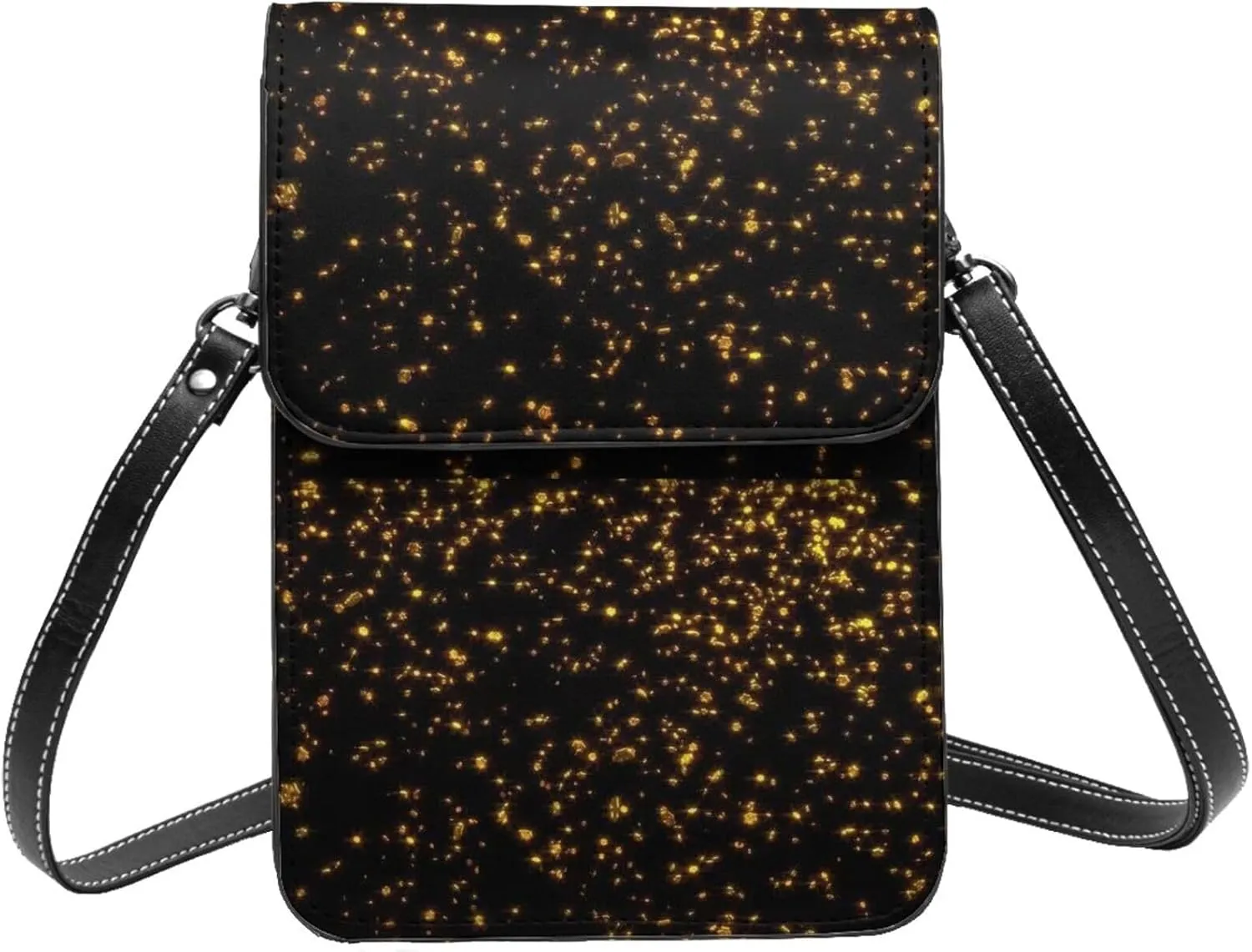 black and gold wallpaper Print Small Crossbody Bags Women Card Slots Shoulder Bag Purse Leather Flip Phone Wallet