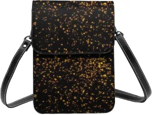 black and gold wallpaper Print Small Crossbody Bags Women Card Slots Shoulder Bag Purse Leather Flip Phone Wallet