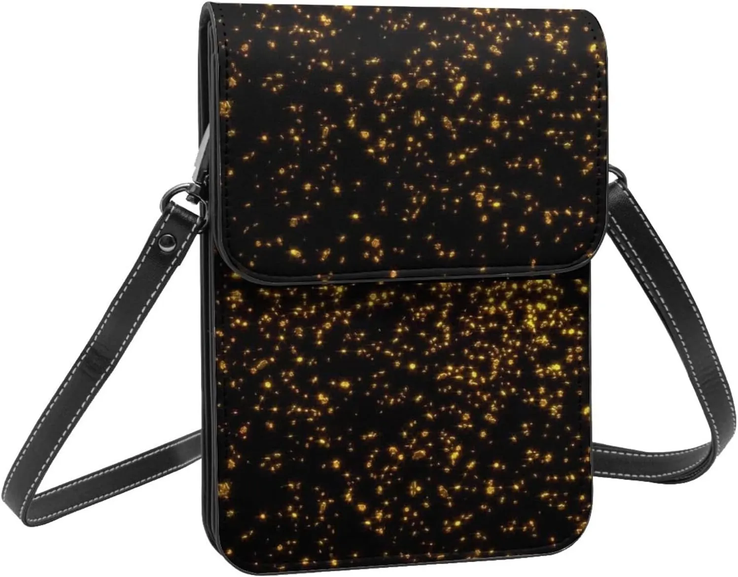 black and gold wallpaper Print Small Crossbody Bags Women Card Slots Shoulder Bag Purse Leather Flip Phone Wallet