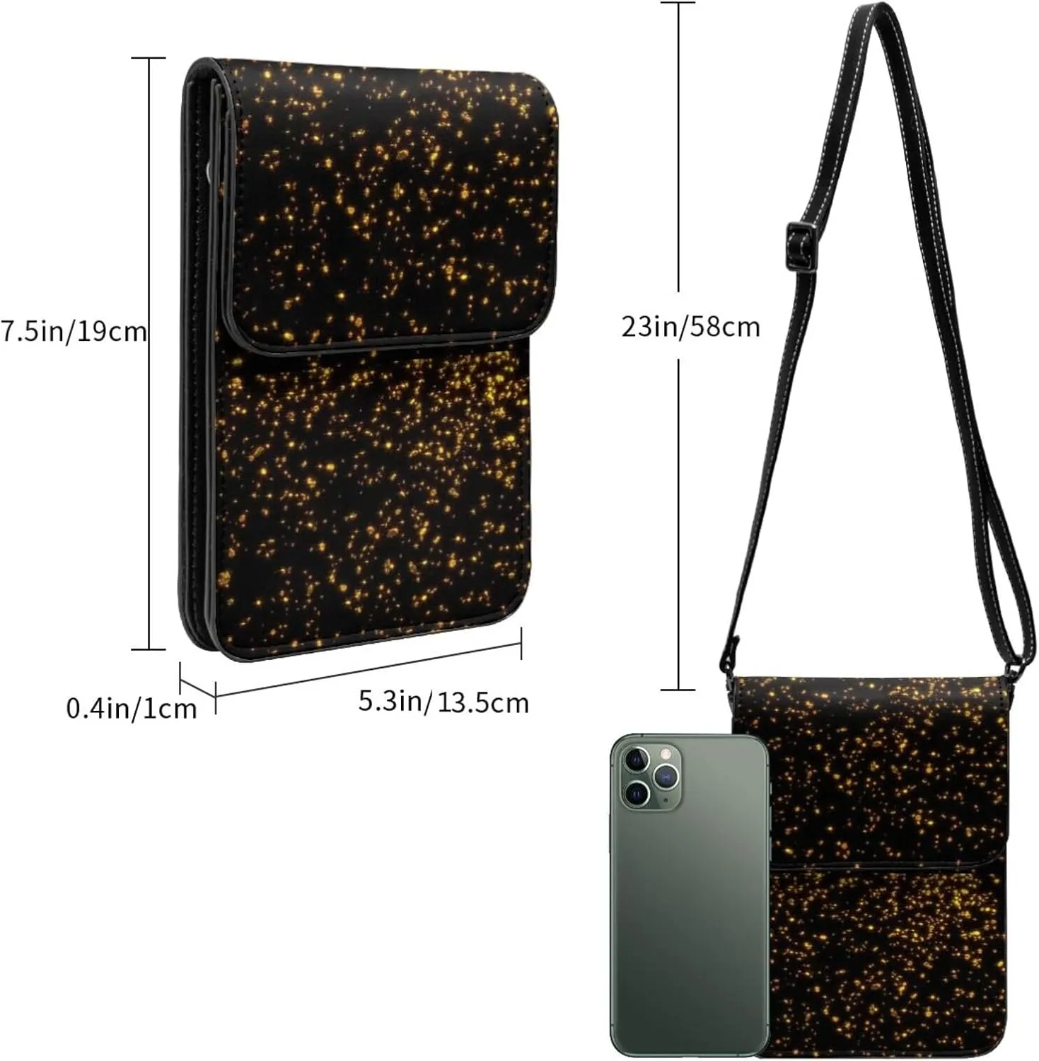 black and gold wallpaper Print Small Crossbody Bags Women Card Slots Shoulder Bag Purse Leather Flip Phone Wallet