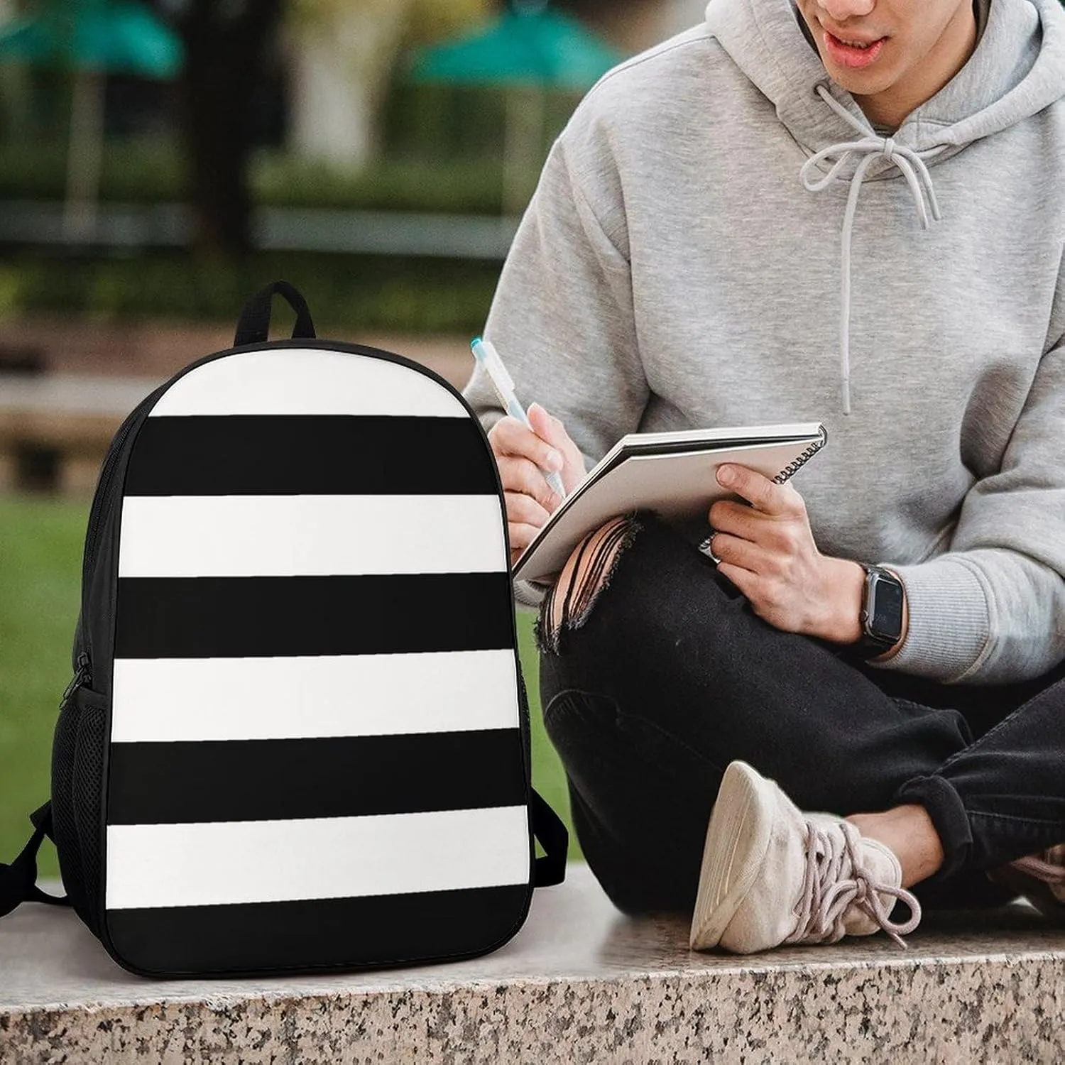 Black And White Backpack Lightweight Waterproof Backpacks Laptop Backpack for Unisex Casual Travel Daypacks Large Capacity