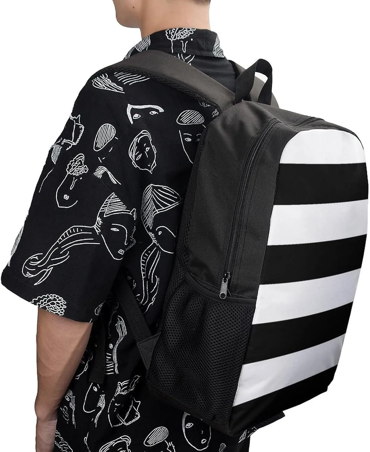 Black And White Backpack Lightweight Waterproof Backpacks Laptop Backpack for Unisex Casual Travel Daypacks Large Capacity