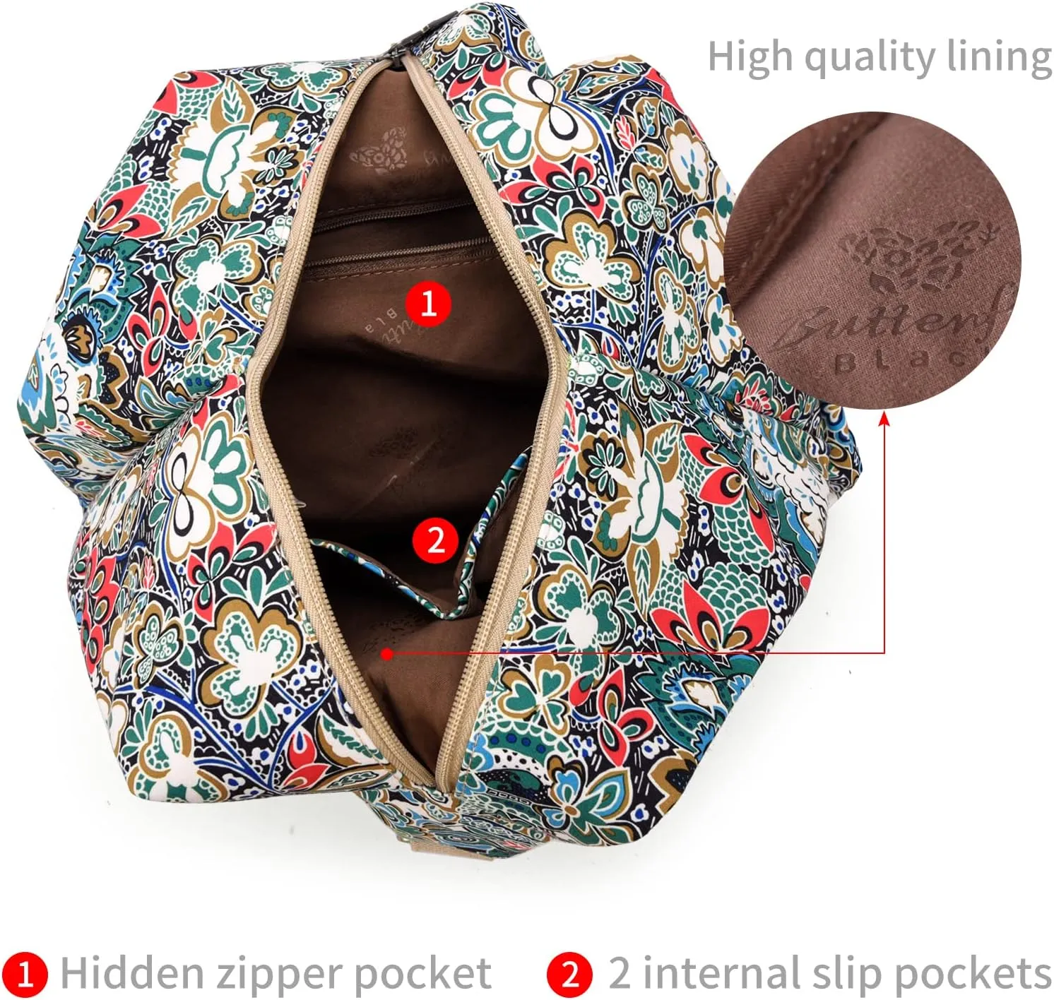 Black Butterfly Premium Backpack for Women, Bohemia Style Fashion Casual Daypack Backpack, Small Backpack Purse (02-blue Plus)