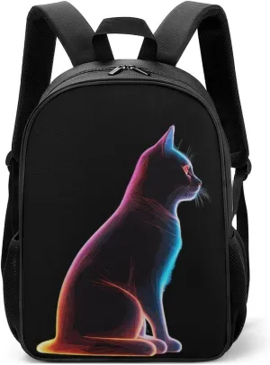 Black Cat Glowing Backpack Travel Backpack Daypack Purse Shoulder Bag Casual Daily Bag for Unisex