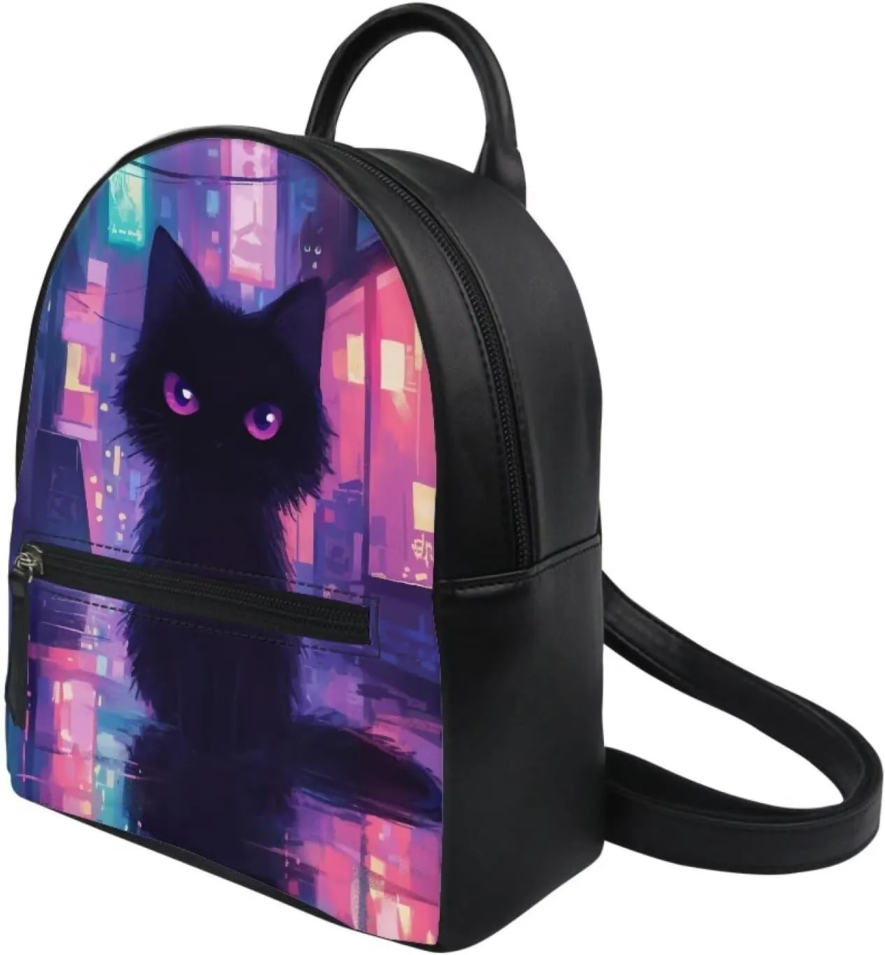 Black Cat Mini Backpack for Girls Small Backpack with Adjustable Shoulder Strap Waterproof Mini Backpack Purse Travel Bag Bookbags