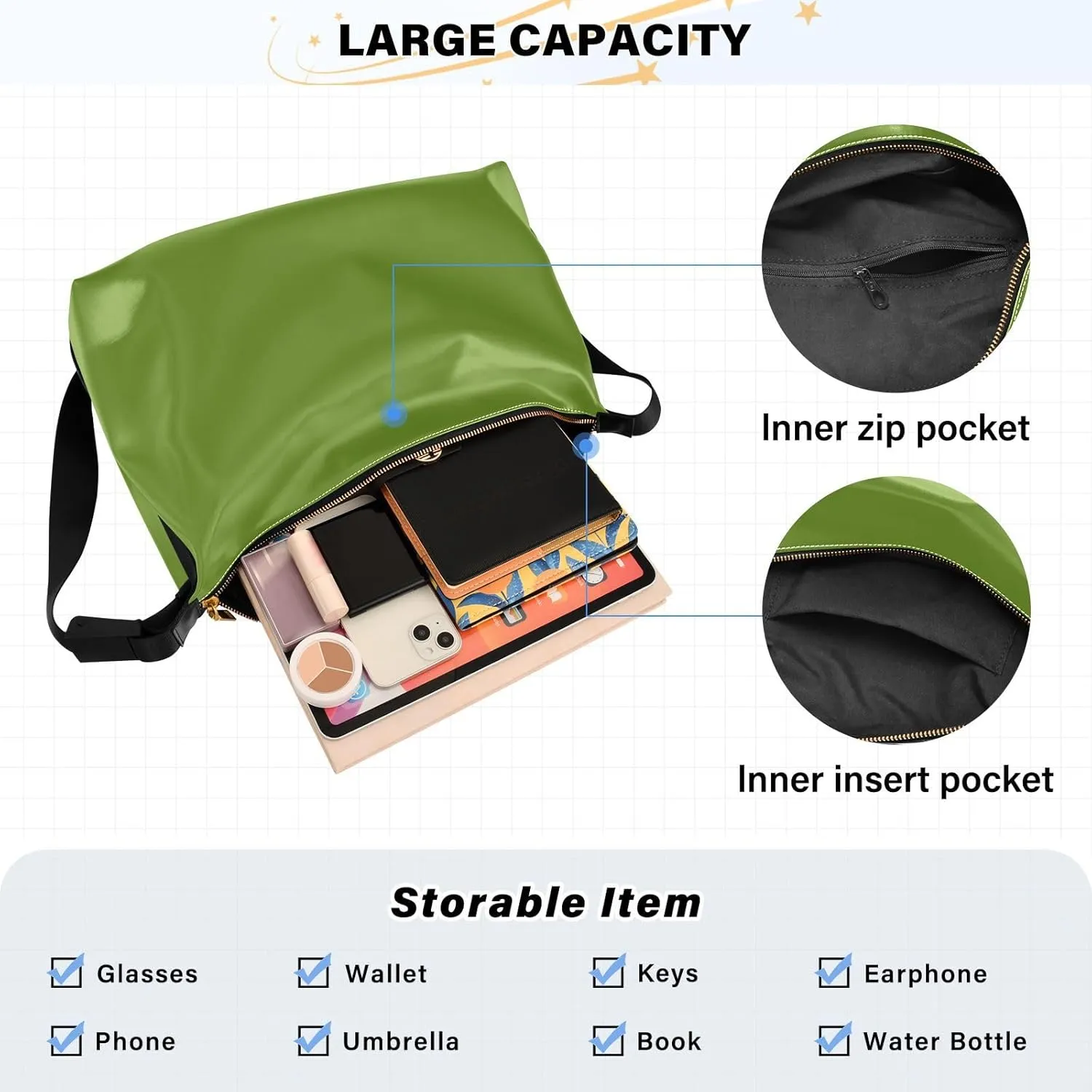 Black Crossbody Bag for Women Men with Adjustable Strap PU Leather Shoulder Hobo Purse Bag 20810