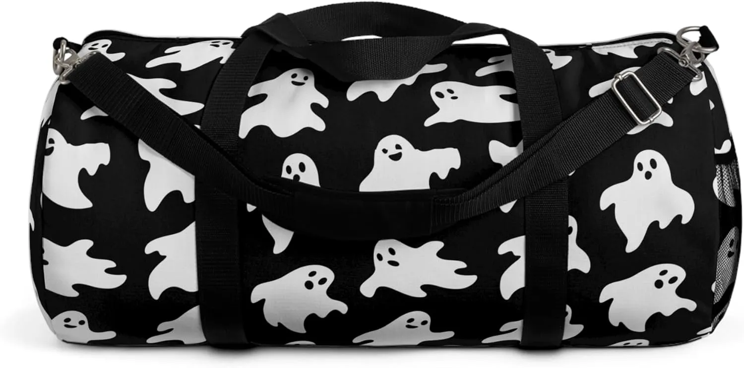 Black Ghost Duffel Bag, Witchy Spooky Halloween Gym Bag for Women, Nature Large Shoulder Travel Weekend Carry Bag