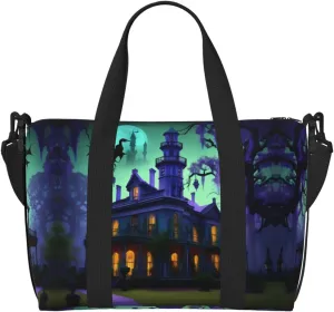 Black Haunted Mansion print Travel Duffel Bag,workout duffel bag, overnight shoulder Bag,Weekender Bag for Women Men