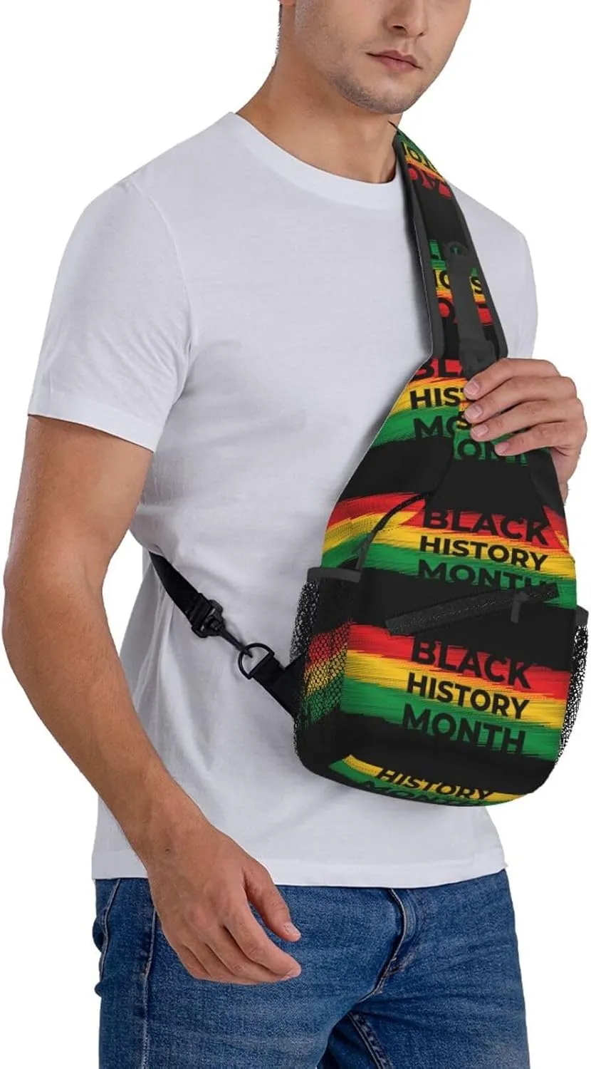 Black History Month Crossbody Bag Adjustable Sling Bag Casual Chest Bags Travel Shoulder Backpack