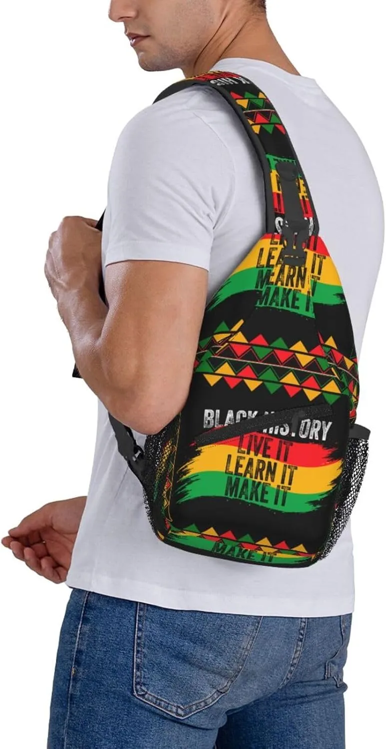 Black History Month Crossbody Bag Adjustable Sling Bag Casual Chest Bags Travel Shoulder Backpack