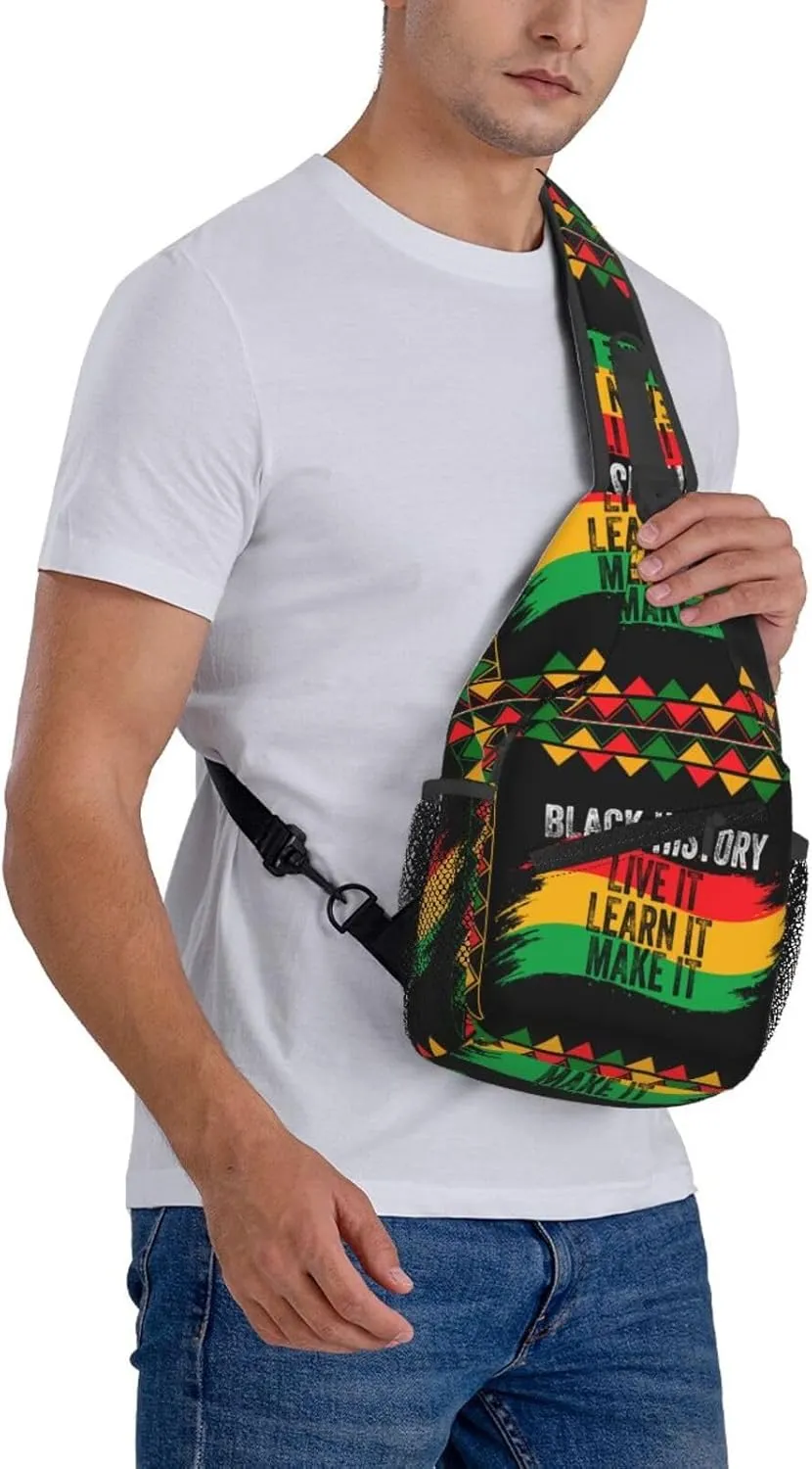 Black History Month Crossbody Bag Adjustable Sling Bag Casual Chest Bags Travel Shoulder Backpack