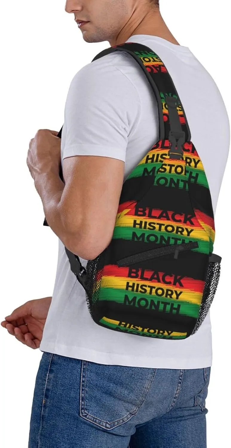 Black History Month Crossbody Bag Adjustable Sling Bag Casual Chest Bags Travel Shoulder Backpack