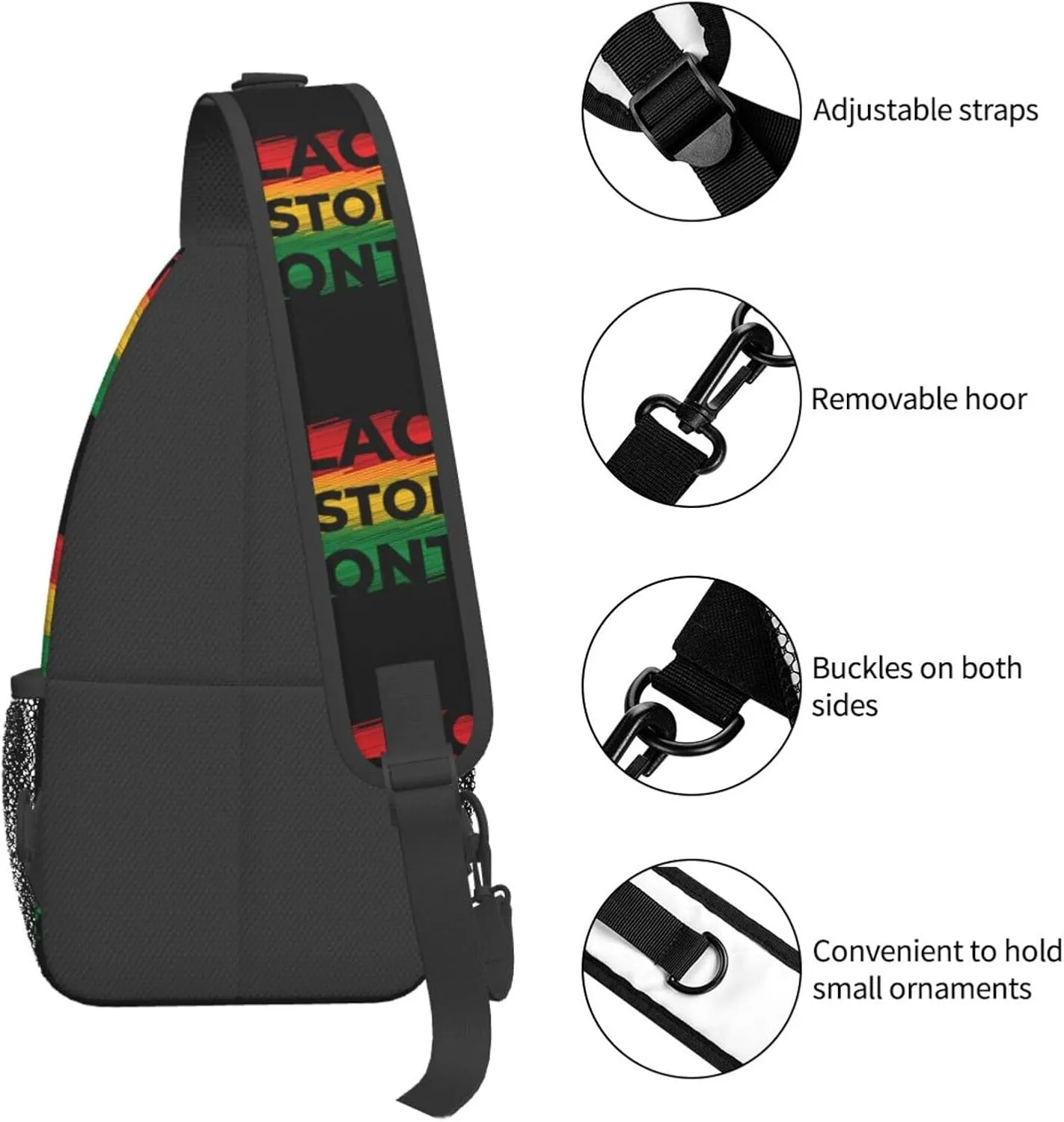 Black History Month Crossbody Bag Adjustable Sling Bag Casual Chest Bags Travel Shoulder Backpack