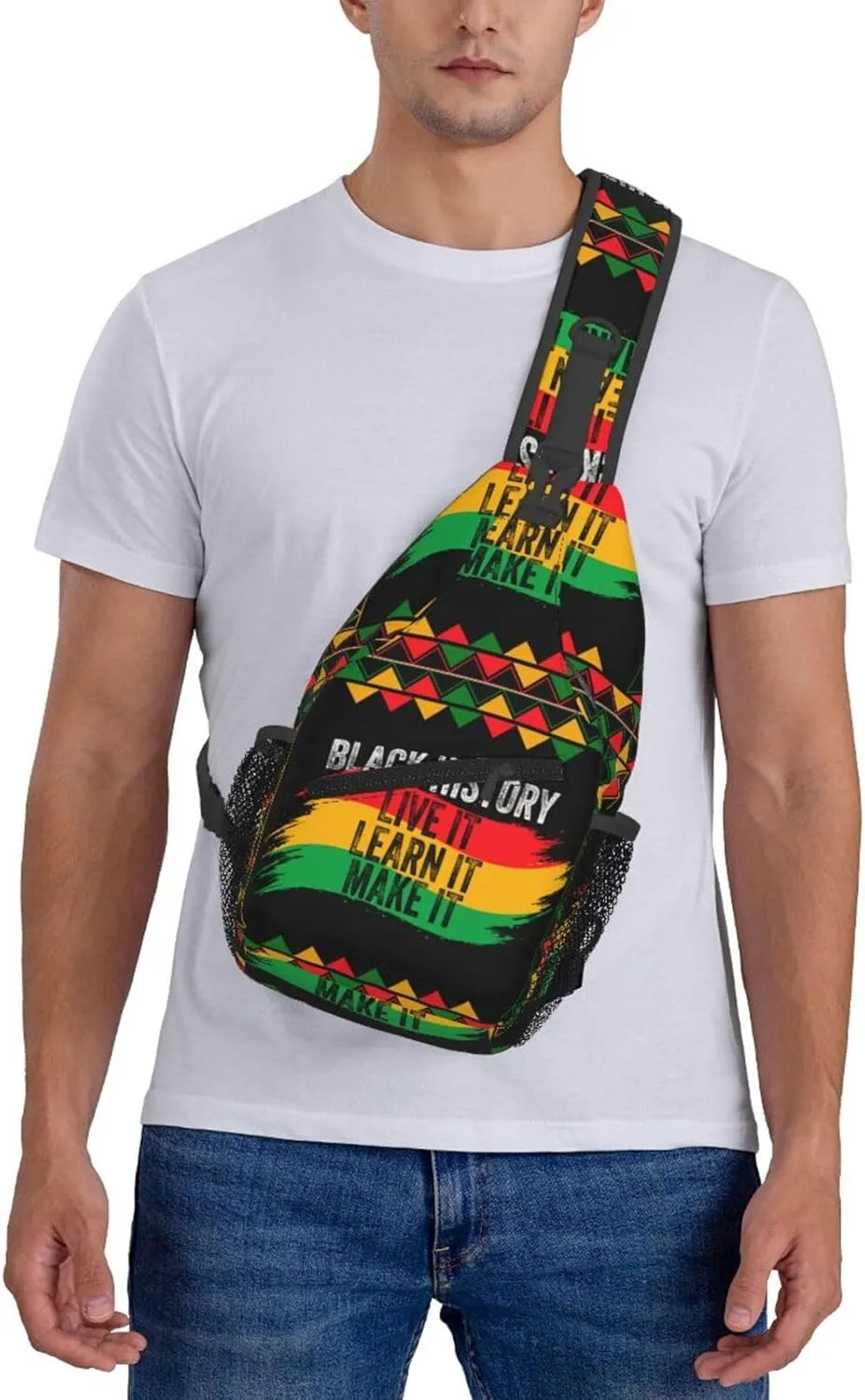 Black History Month Crossbody Bag Adjustable Sling Bag Casual Chest Bags Travel Shoulder Backpack