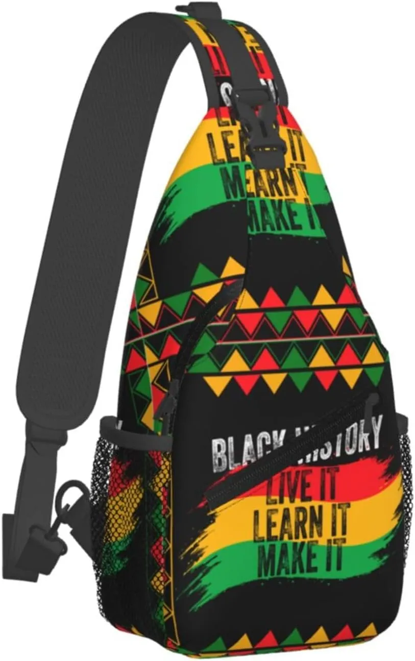 Black History Month Crossbody Bag Adjustable Sling Bag Casual Chest Bags Travel Shoulder Backpack