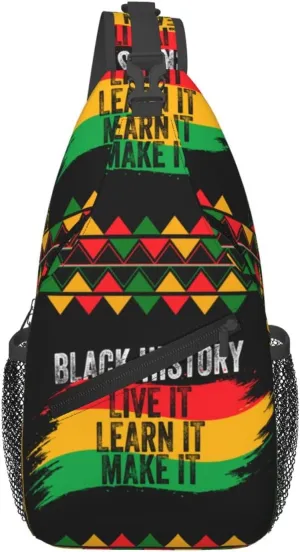 Black History Month Crossbody Bag Adjustable Sling Bag Casual Chest Bags Travel Shoulder Backpack