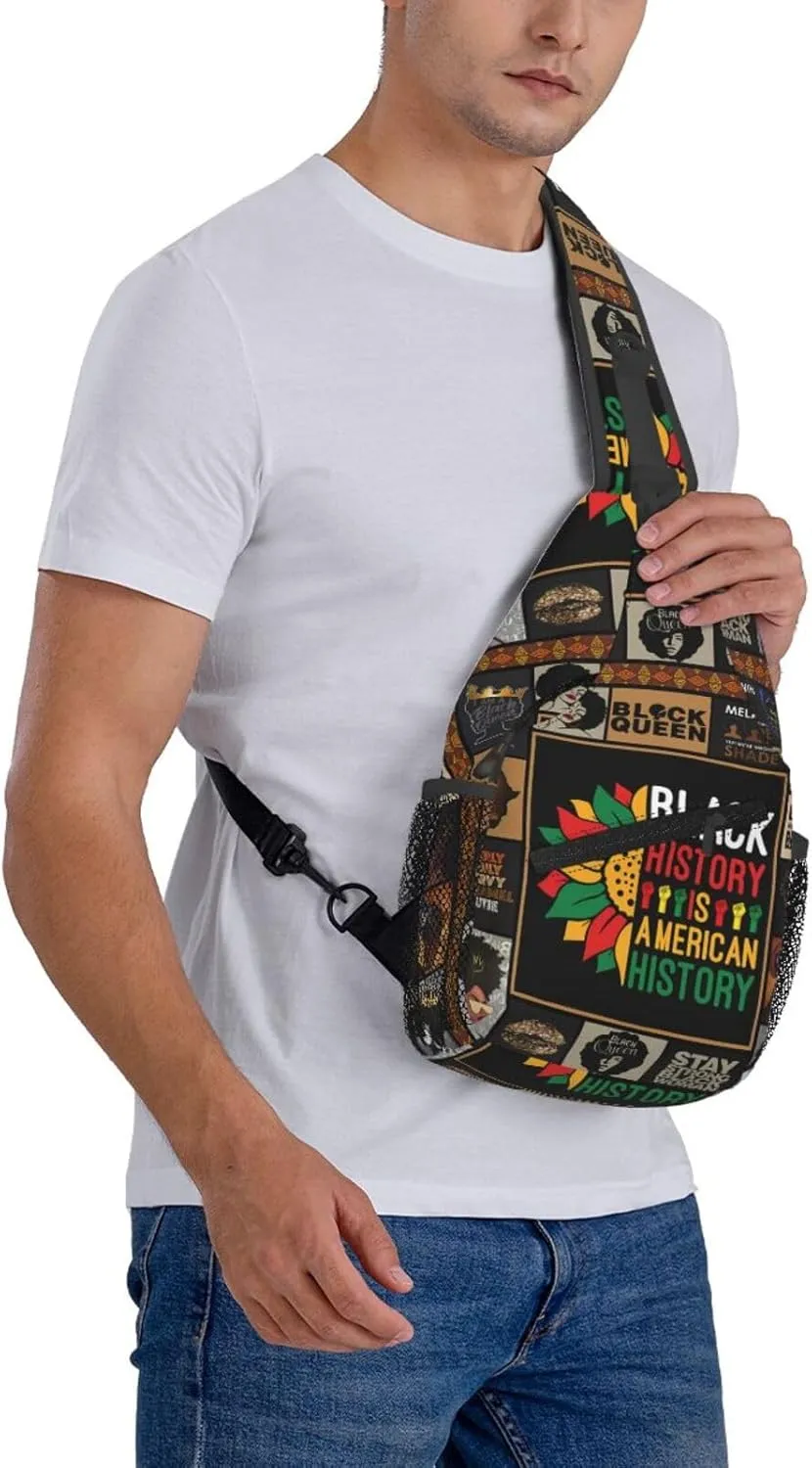 Black History Month Sling Bag Adjustable Crossbody Bag Casual Chest Bags Travel Shoulder Backpack For Women Men