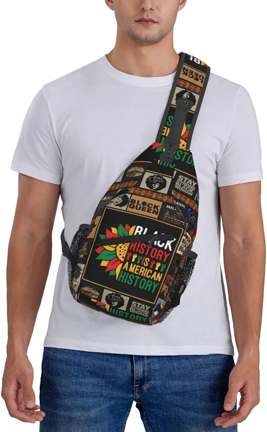 Black History Month Sling Bag Adjustable Crossbody Bag Casual Chest Bags Travel Shoulder Backpack For Women Men