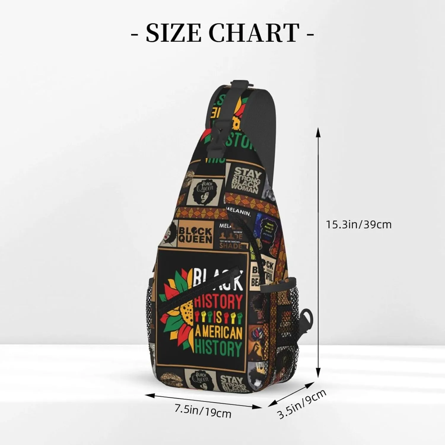 Black History Month Sling Bag Adjustable Crossbody Bag Casual Chest Bags Travel Shoulder Backpack For Women Men