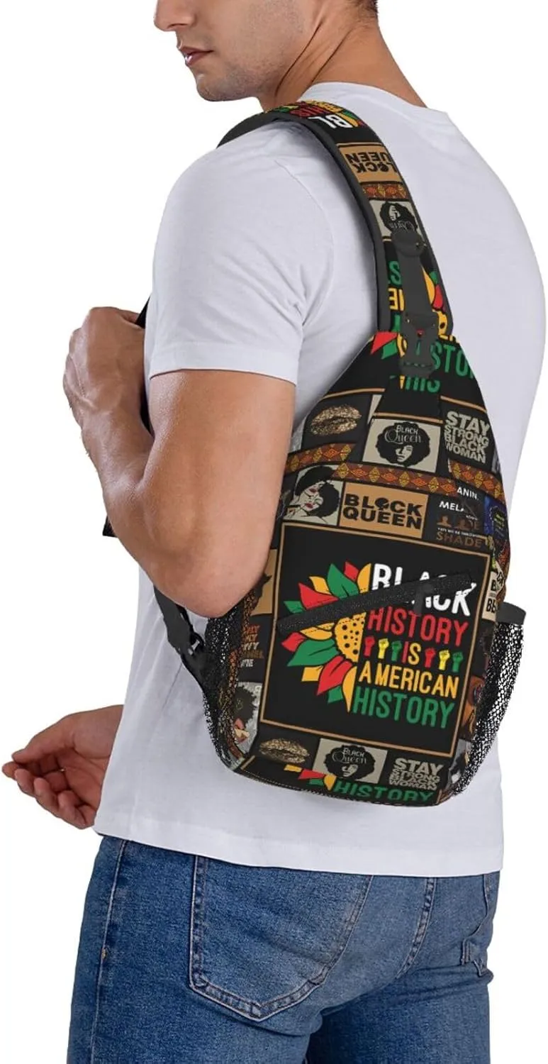 Black History Month Sling Bag Adjustable Crossbody Bag Casual Chest Bags Travel Shoulder Backpack For Women Men