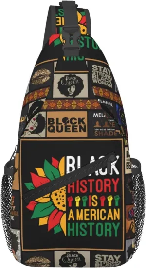 Black History Month Sling Bag Adjustable Crossbody Bag Casual Chest Bags Travel Shoulder Backpack For Women Men