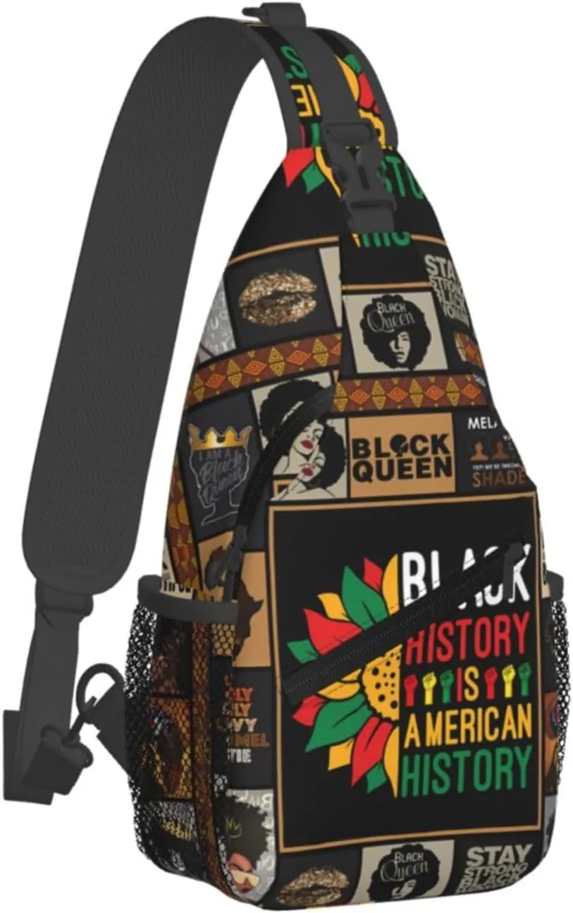 Black History Month Sling Bag Adjustable Crossbody Bag Casual Chest Bags Travel Shoulder Backpack For Women Men