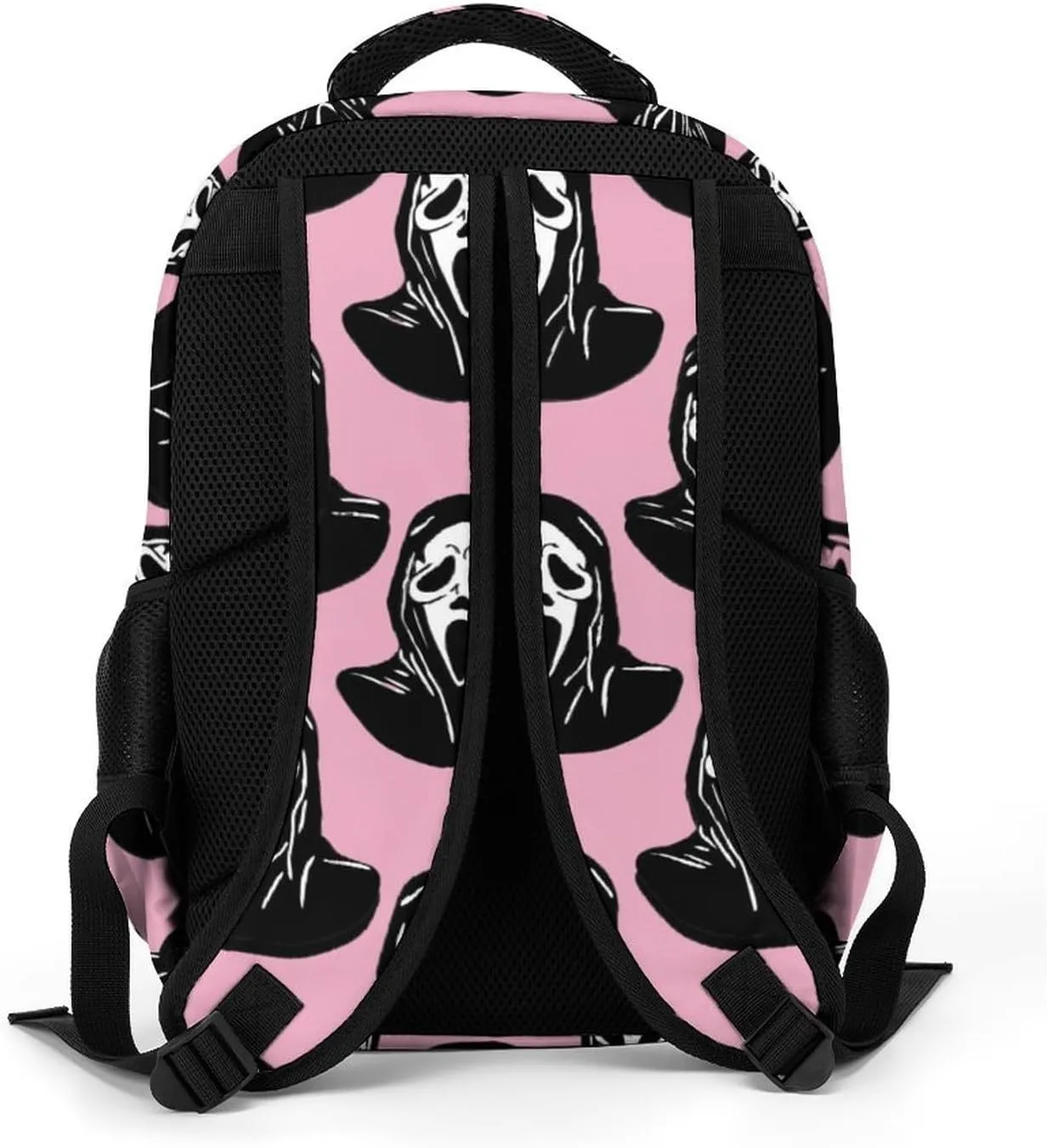 Black Mask Scream Pink Backpack Funny Ghost DevilTravel Casual Laptop Bag Daypack for Men Women Outdoor Hiking Business Work Back Packs