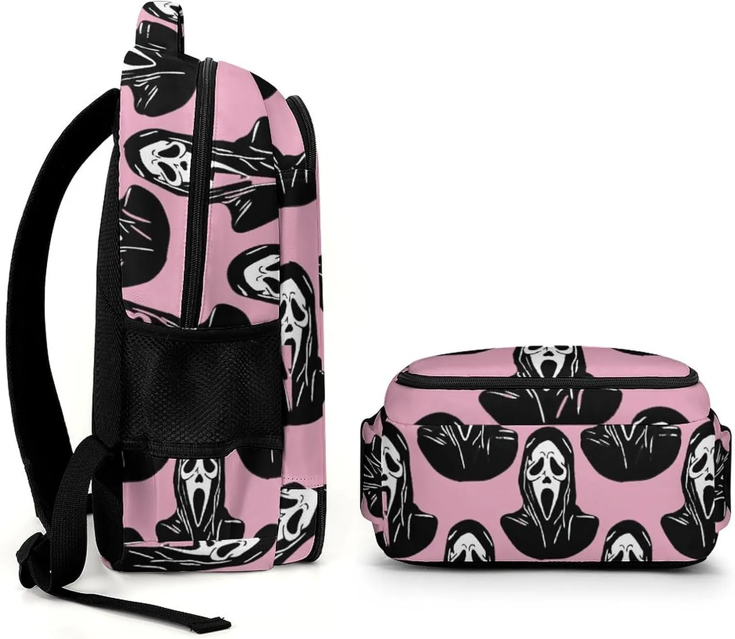 Black Mask Scream Pink Backpack Funny Ghost DevilTravel Casual Laptop Bag Daypack for Men Women Outdoor Hiking Business Work Back Packs