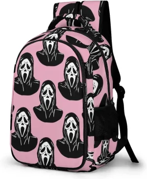 Black Mask Scream Pink Backpack Funny Ghost DevilTravel Casual Laptop Bag Daypack for Men Women Outdoor Hiking Business Work Back Packs
