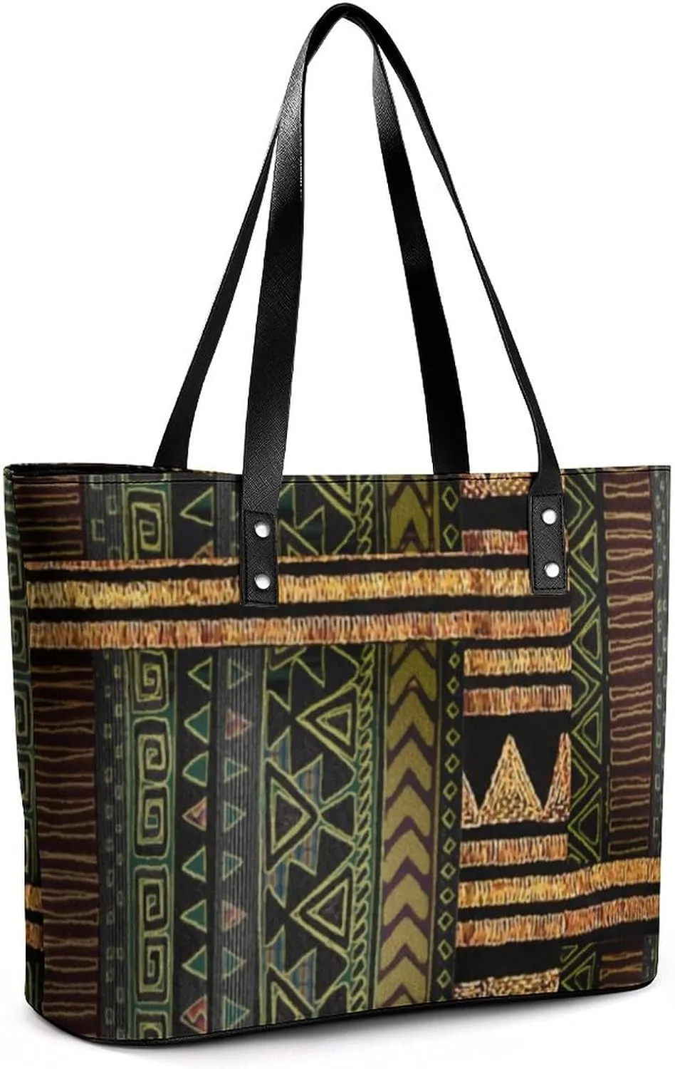 Black Retro A Leather Handbag with Large Capacity And Portability