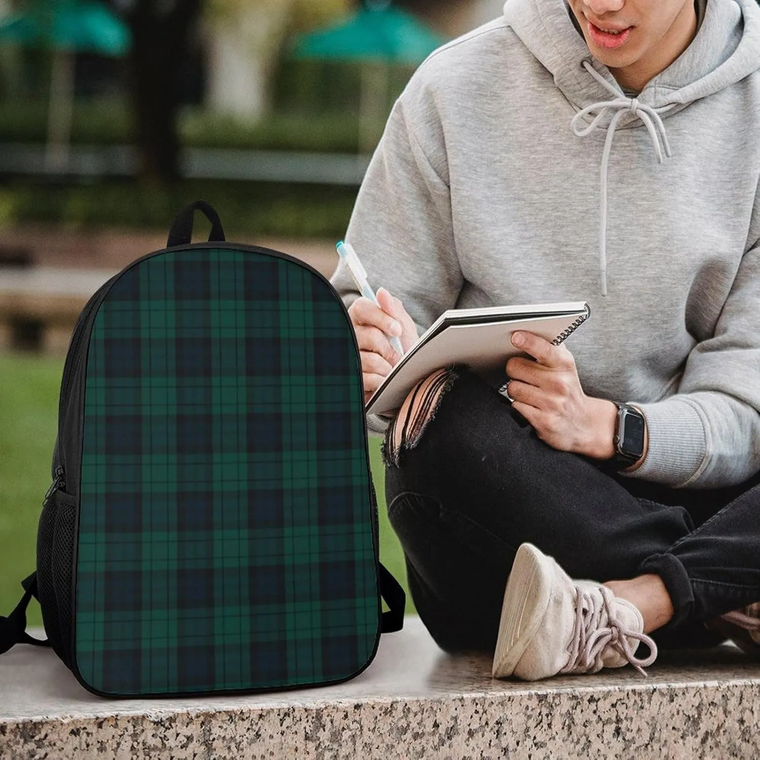 Black Watch Tartan Backpack Lightweight Waterproof Backpacks Laptop Backpack for Unisex Casual Travel Daypacks Large Capacity