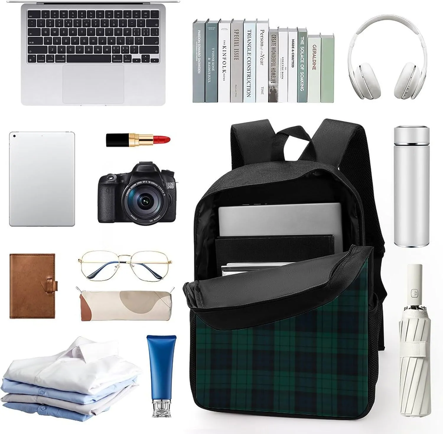 Black Watch Tartan Backpack Lightweight Waterproof Backpacks Laptop Backpack for Unisex Casual Travel Daypacks Large Capacity