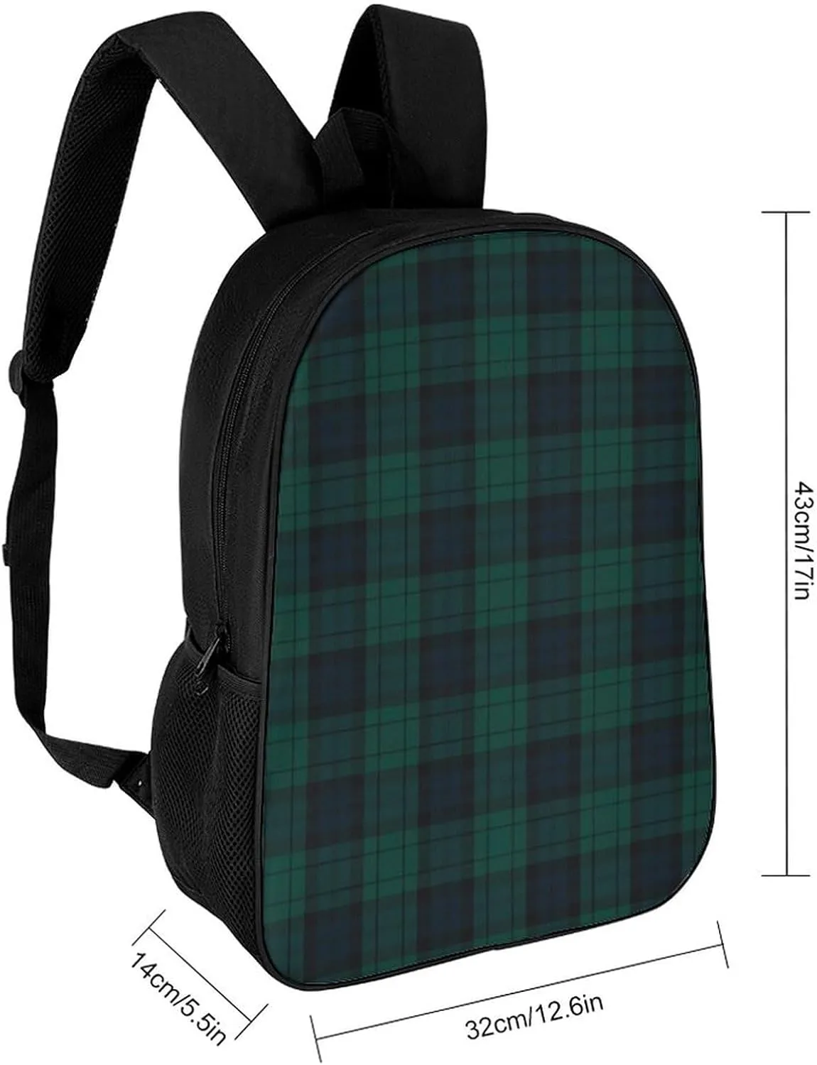 Black Watch Tartan Backpack Lightweight Waterproof Backpacks Laptop Backpack for Unisex Casual Travel Daypacks Large Capacity