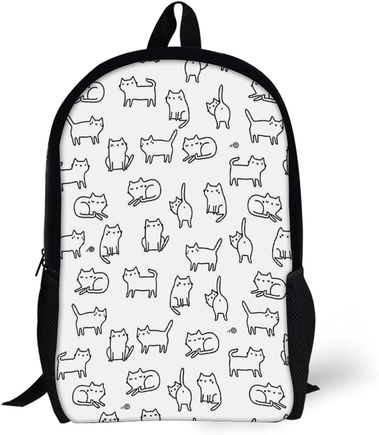 Black White Cat Backpack Lightweight Waterproof Backpacks Laptop Backpack for Unisex Casual Travel Daypacks Large Capacity