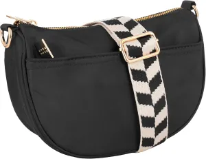 BLOC Bags Crossbody Bags for Women Half Moon Purse Designer Small Shoulder Handbag Triple Pocket with Zippers and Wide Strap