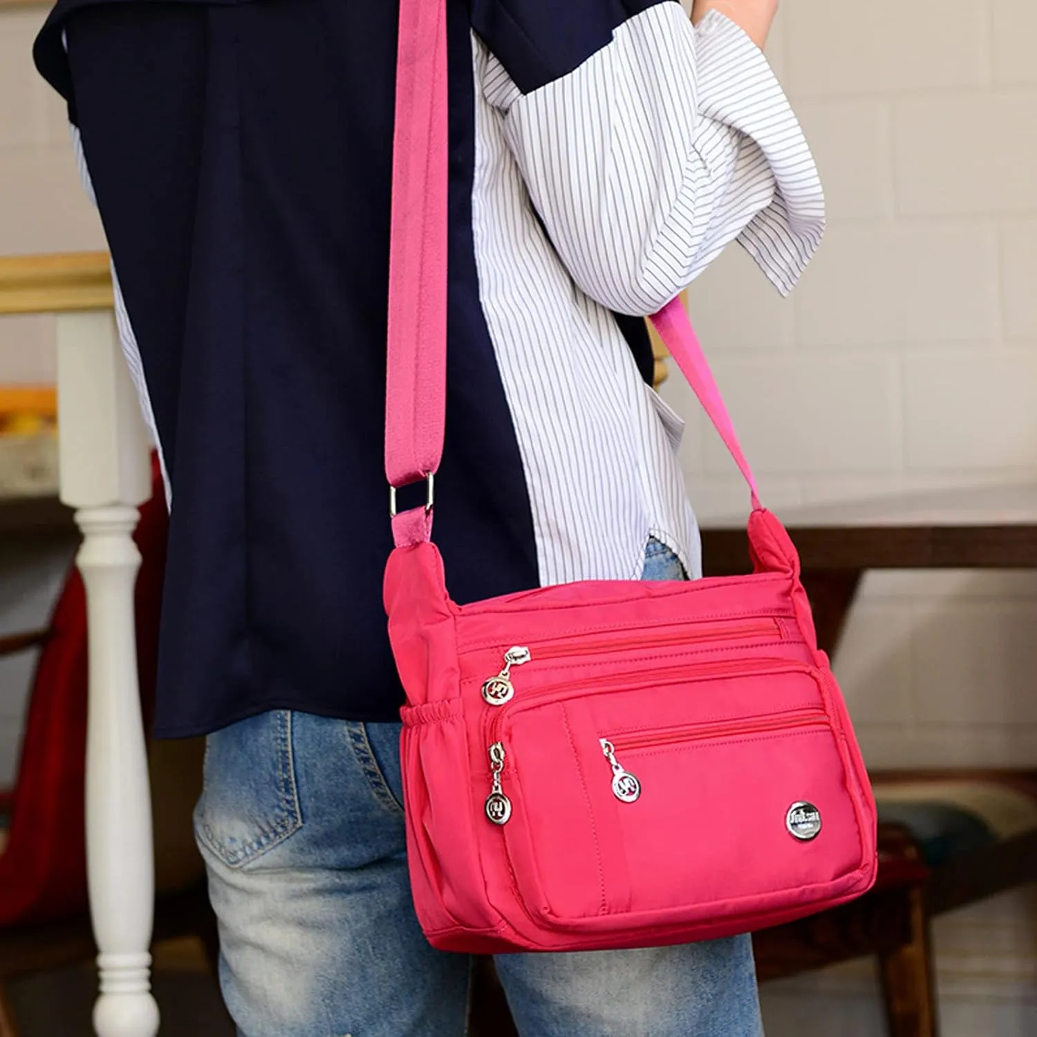 Blostirno Women's Crossbody Bag Nylon Waterproof Shoulder Handbags Purses Travel Bags with Muitipockets