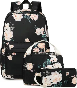 Bluboon School Backpack Set Girls Womens Laptop Bookbag Casual Daypack Fits 15 inch Laptop with Lunch Tote Bag and Pencil Bag