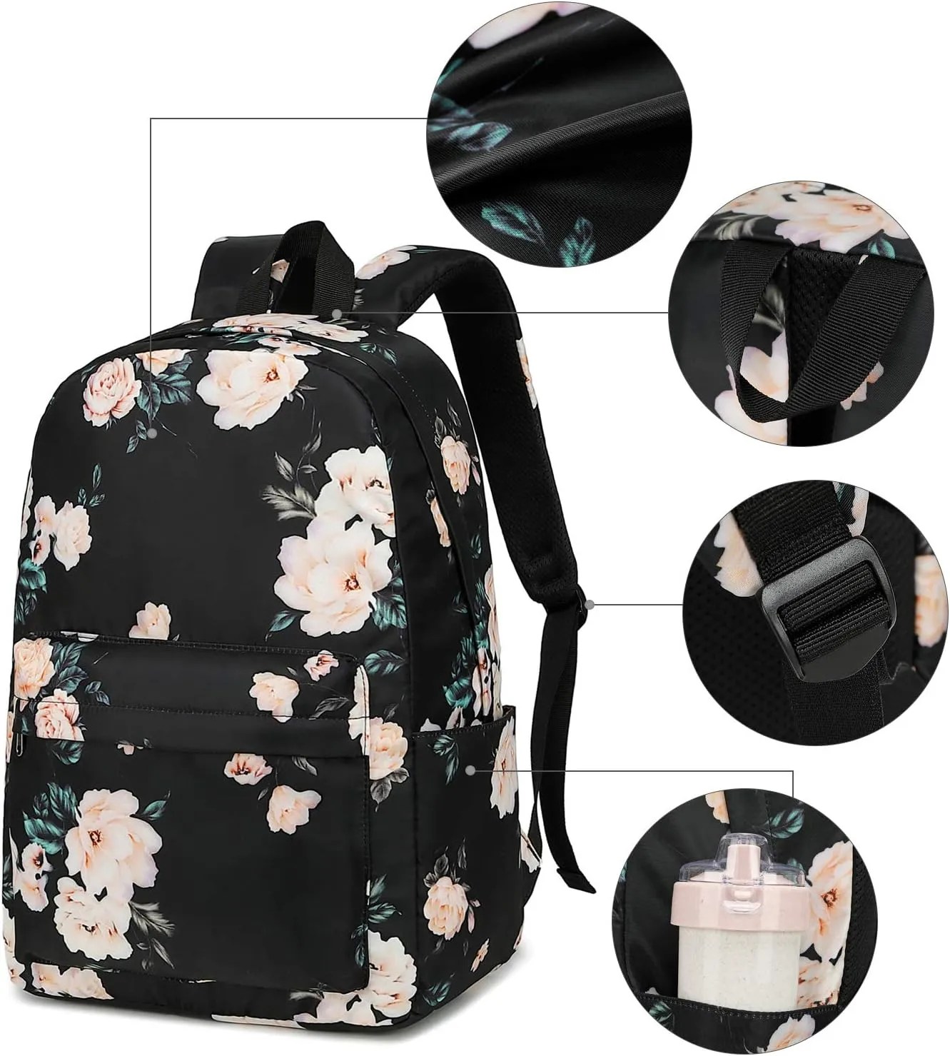 Bluboon School Backpack Set Girls Womens Laptop Bookbag Casual Daypack Fits 15 inch Laptop with Lunch Tote Bag and Pencil Bag