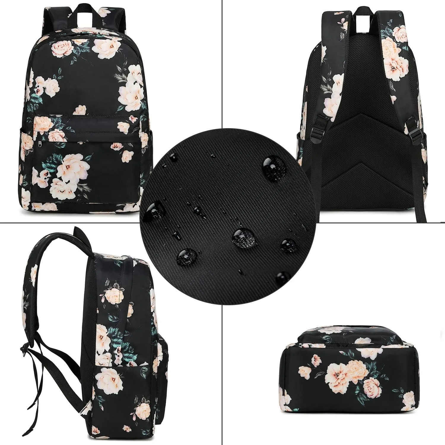 Bluboon School Backpack Set Girls Womens Laptop Bookbag Casual Daypack Fits 15 inch Laptop with Lunch Tote Bag and Pencil Bag