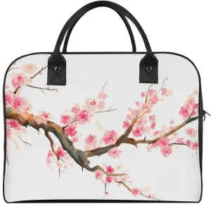 Blue And White Floral Toile Travel Handbag with A Large Capacity Design That Can Be Reused